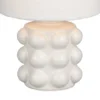 Retro Tischlampe KATE mit Keramikfuß & Stoffschirm Weiß, Höhe 30cm