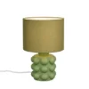 Retro Tischlampe KATE mit Keramikfuß & Stoffschirm Grün, Höhe 30cm