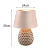 Retro Tischleuchte ARIANA mit Samtschirm in Beige/Gold, Höhe 35cm