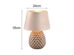 Retro Tischleuchte ARIANA mit Samtschirm in Beige/Gold, Höhe 35cm