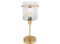 Retro Tischleuchte GORLEY mit transparenten Echtglas Stäben, Höhe 37,5cm