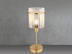 Retro Tischleuchte GORLEY mit transparenten Echtglas Stäben, Höhe 37,5cm