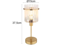 Retro Tischleuchte GORLEY mit transparenten Echtglas Stäben, Höhe 37,5cm