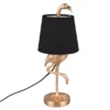 Retro Tischleuchte LOLA Flamingo Gold mit Stoffschirm in Schwarz, Höhe 42cm