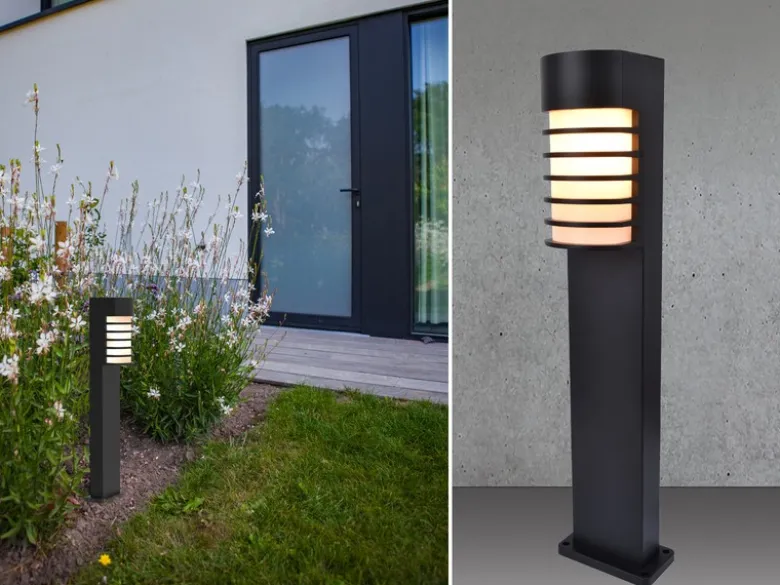 Retro Wegeleuchte FULTON ALU Schwarz, IP54, E27 -Smart fähig- Höhe 75cm