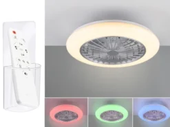 RGB LED Deckenleuchte mit Ventilator, Fernbedienung & Wandhalterung, Ø 50cm
