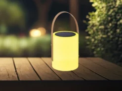 RGB Outdoor Tischleuchte BARI 24cm mit Fernbedienung, per USB & Solar aufladbar