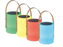 RGB Outdoor Tischleuchte BARI 24cm mit Fernbedienung, per USB & Solar aufladbar