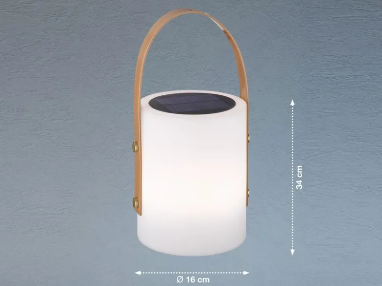 RGB Outdoor Tischleuchte BARI per USB & Solar aufladbar, Höhe 34cm