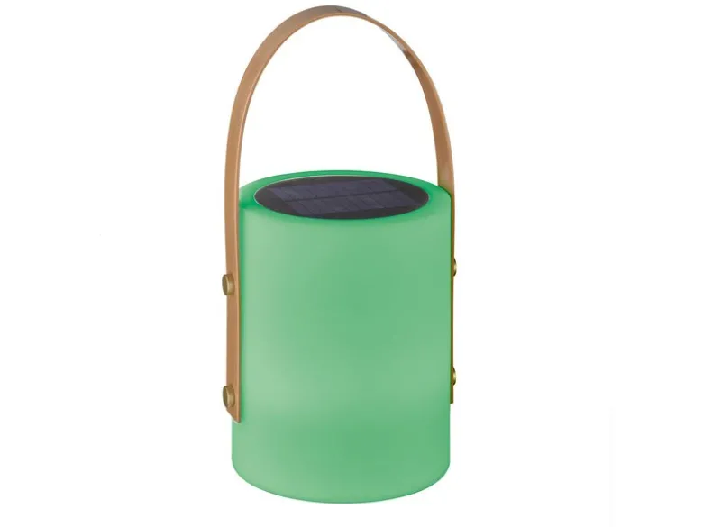 RGB Outdoor Tischleuchte BARI per USB & Solar aufladbar, Höhe 34cm