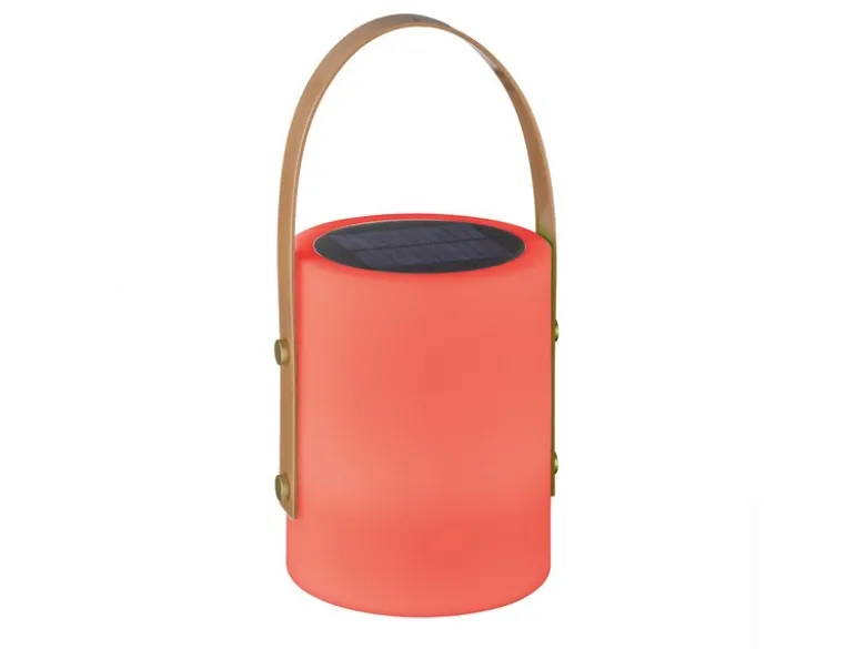 RGB Outdoor Tischleuchte BARI per USB & Solar aufladbar, Höhe 34cm