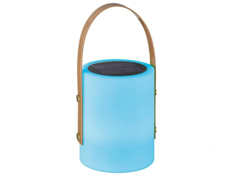 RGB Outdoor Tischleuchte BARI per USB & Solar aufladbar, Höhe 34cm