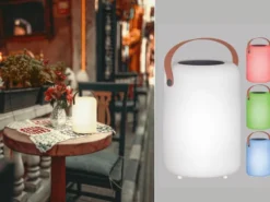 RGB Outdoor Tischleuchte ORNO 20cm mit Fernbedienung, per USB & Solar aufladbar