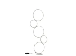Ringleuchte LED Stehlampe RONDO mit Fußschalter aus Metall in Weiß matt, 115cm