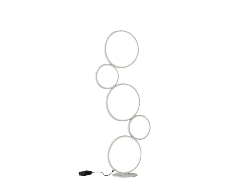 Ringleuchte LED Stehlampe RONDO mit Fußschalter aus Metall in Weiß matt, 115cm