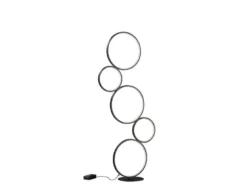 Ringleuchte LED Stehlampe RONDO mit Fußschalter aus Metall schwarz matt, 115cm