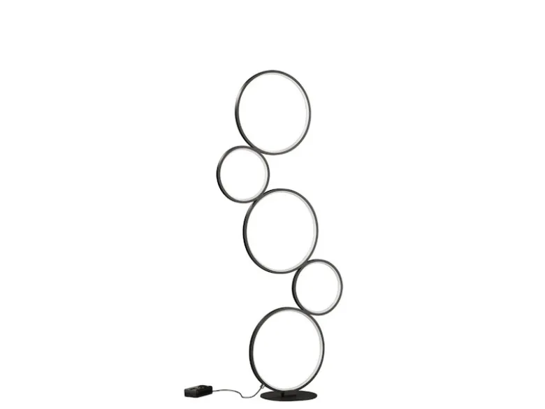 Ringleuchte LED Stehlampe RONDO mit Fußschalter aus Metall schwarz matt, 115cm