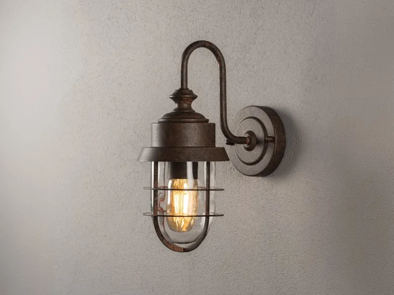 Robuste LED Außenwandleuchte aus Stahl Rostoptik Höhe 21,5cm