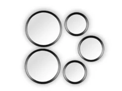 Runde Dekospiegel VIVIEN 5er SET Wandspiegel mit Rahmen in Schwarz