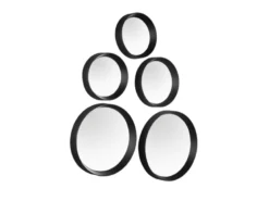 Runde Dekospiegel VIVIEN 5er SET Wandspiegel mit Rahmen in Schwarz