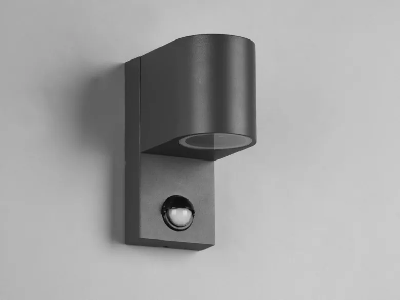 Runde Außenwandleuchte ROYA Downlight mit Bewegungsmelder, Anthrazit, Höhe 15cm