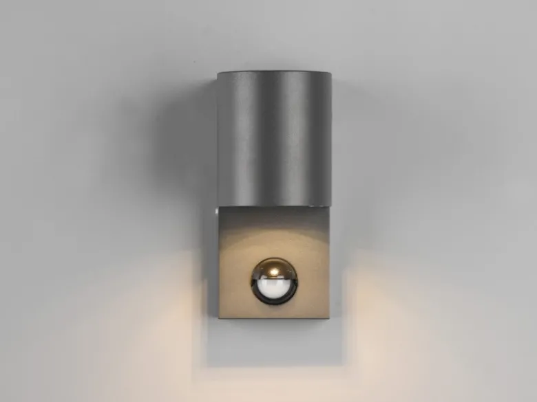 Runde Außenwandleuchte ROYA Downlight mit Bewegungsmelder, Anthrazit, Höhe 15cm