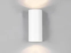 Runde Außenwandleuchte ROYA Up and Down aus Aluminium Weiß, Höhe 15cm