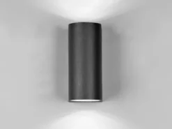 Runde Außenwandleuchte ROYA Up and Down aus Aluminium Anthrazit, Höhe 15cm