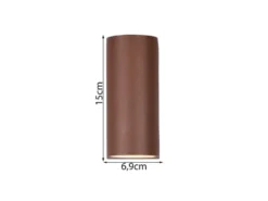 Runde Außenwandleuchte ROYA Up and Down aus Aluminium Rostoptik, Höhe 15cm