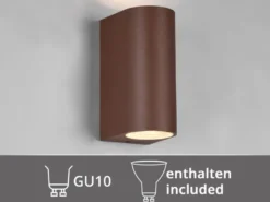 Runde Außenwandleuchte Up and Down Rostoptik mit GU10 LED, Höhe 15cm
