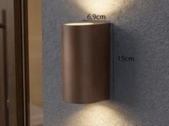 Runde Außenwandleuchte Up and Down Rostoptik mit GU10 LED, Höhe 15cm