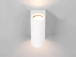 Runde Außenwandleuchte Up and Down Weiß mit GU10 LED, Höhe 15cm
