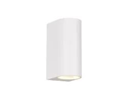 Runde Außenwandleuchte Up and Down Weiß mit GU10 LED, Höhe 15cm