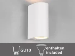 Runde Außenwandleuchte Up and Down Weiß mit GU10 LED, Höhe 15cm