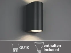 Runde Außenwandleuchte Up and Down Anthrazit mit GU10 LED, Höhe 15cm