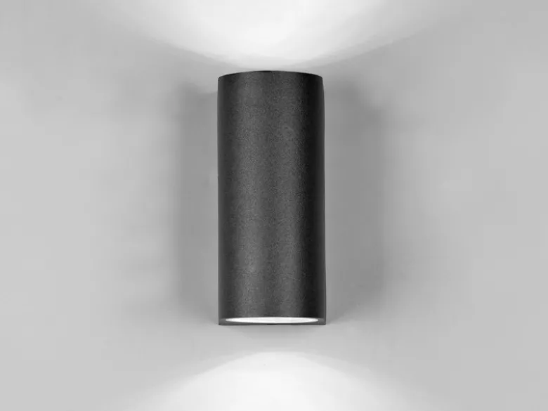 Runde Außenwandleuchte Up and Down Anthrazit mit GU10 LED, Höhe 15cm