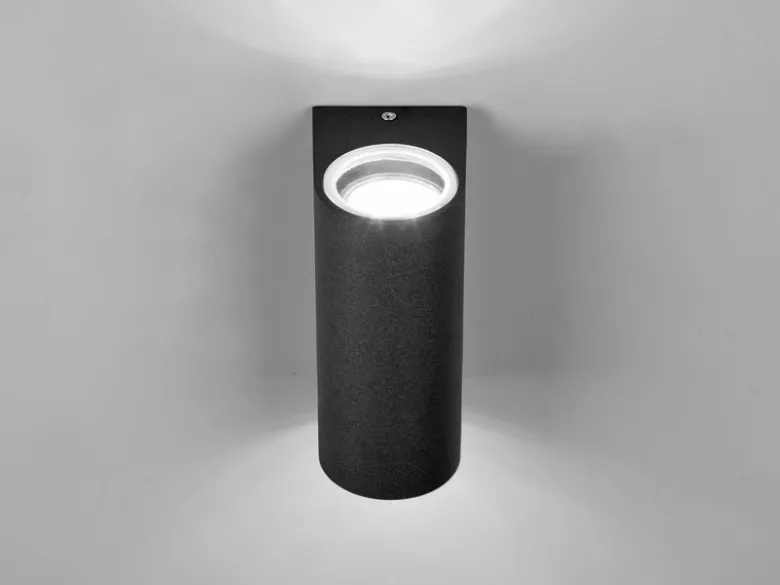 Runde Außenwandleuchte Up and Down Anthrazit mit GU10 LED, Höhe 15cm