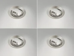 Runde Einbaustrahler Decke im 4er Set schwenkbar Silber matt GU10