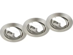 Runde Einbaustrahler Decke JURA 3er Set Ø 8,3cm schwenkbar Silber matt GU10