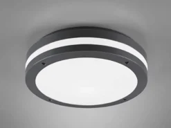 Runde LED Außendeckenleuchte Wandlampe KENDAL in Anthrazit