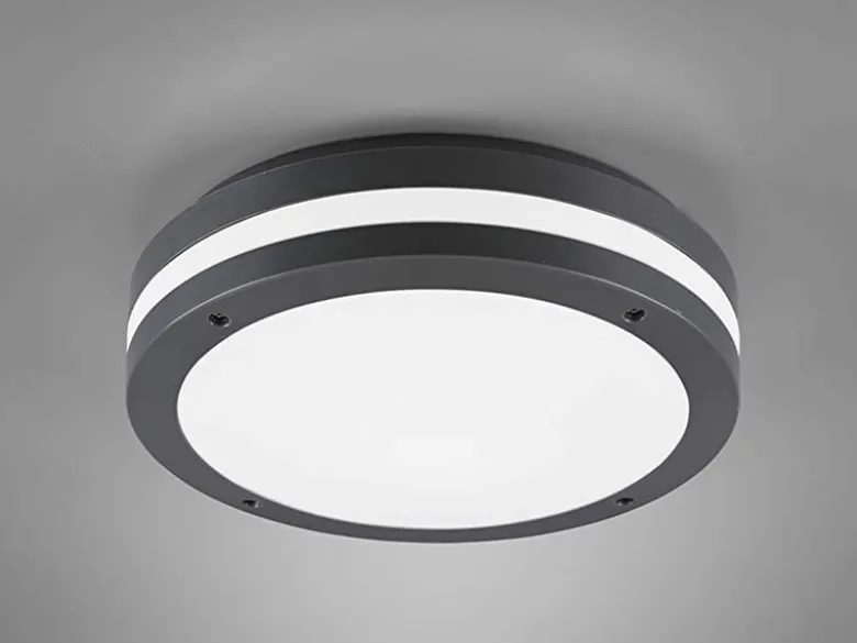Runde LED Außendeckenleuchte Wandlampe KENDAL in Anthrazit