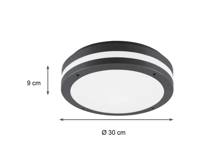 Runde LED Außendeckenleuchte Wandlampe KENDAL in Anthrazit