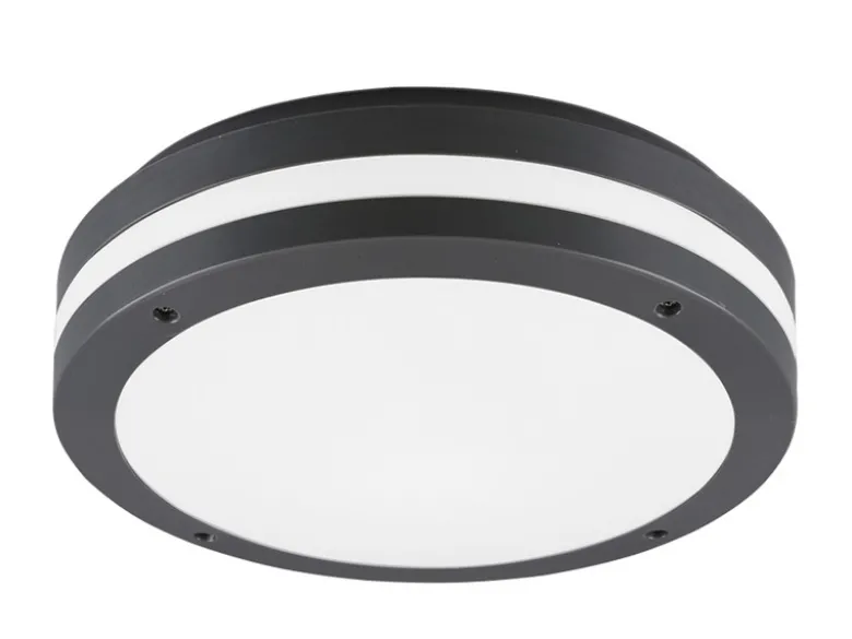 Runde LED Außendeckenleuchte Wandlampe KENDAL in Anthrazit
