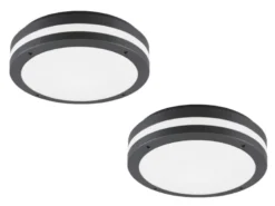 Runde LED Außendeckenleuchte Wandlampe 2er Set in Anthrazit