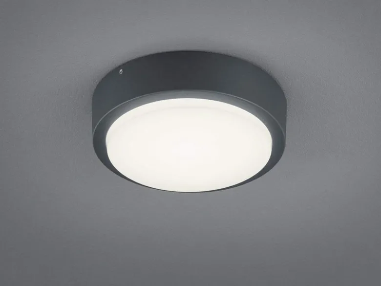 Runde LED Außenwandlampen 2er SET in anthrazit aus wetterfestem Aluminium Ø 20cm