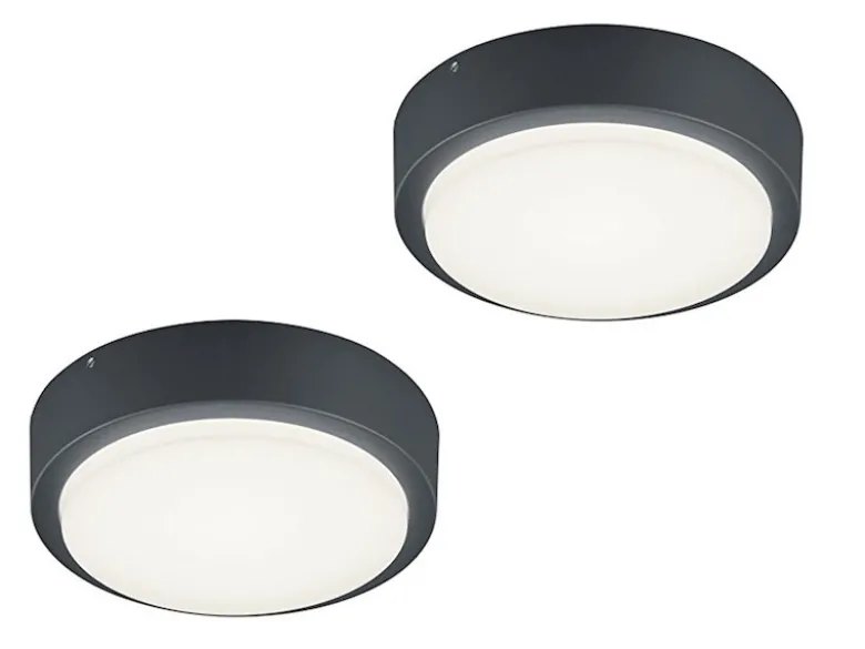 Runde LED Außenwandlampen 2er SET in anthrazit aus wetterfestem Aluminium Ø 20cm