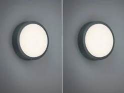 Runde LED Außenwandlampen 2er SET in anthrazit aus wetterfestem Aluminium Ø 20cm