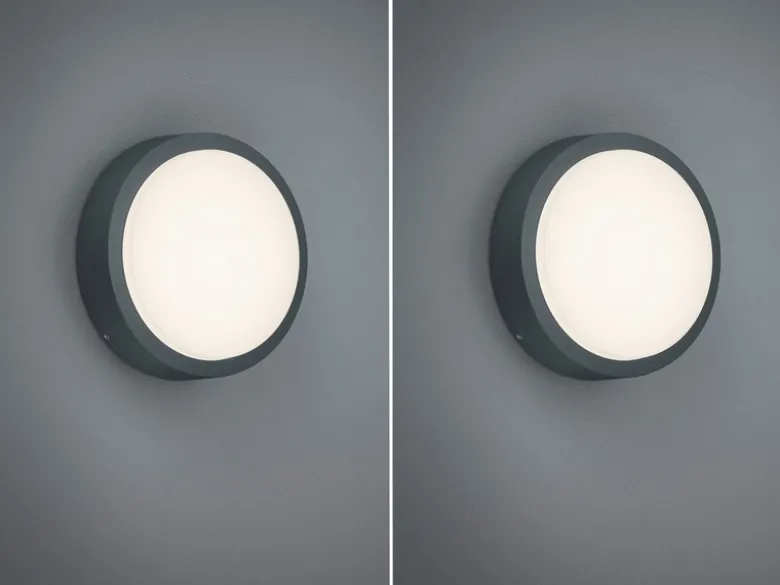 Runde LED Außenwandlampen 2er SET in anthrazit aus wetterfestem Aluminium Ø 20cm