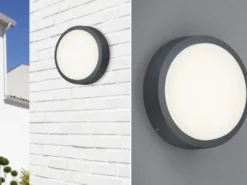 Runde LED Außenwandleuchte BREG in anthrazit aus wetterfestem Aluminium Ø 20cm