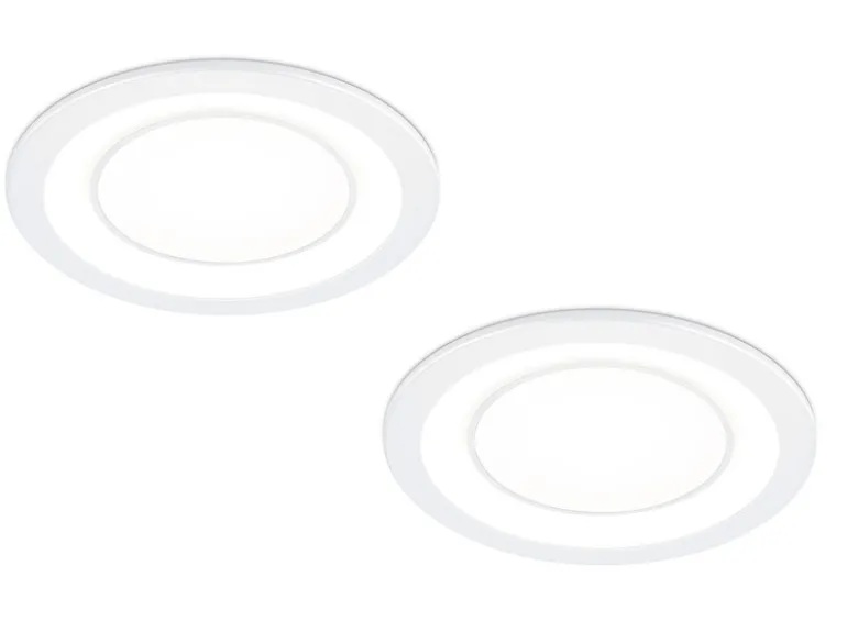 Runde LED Deckeneinbaustrahler 2er Set in Weiß matt Ø 14,8cm